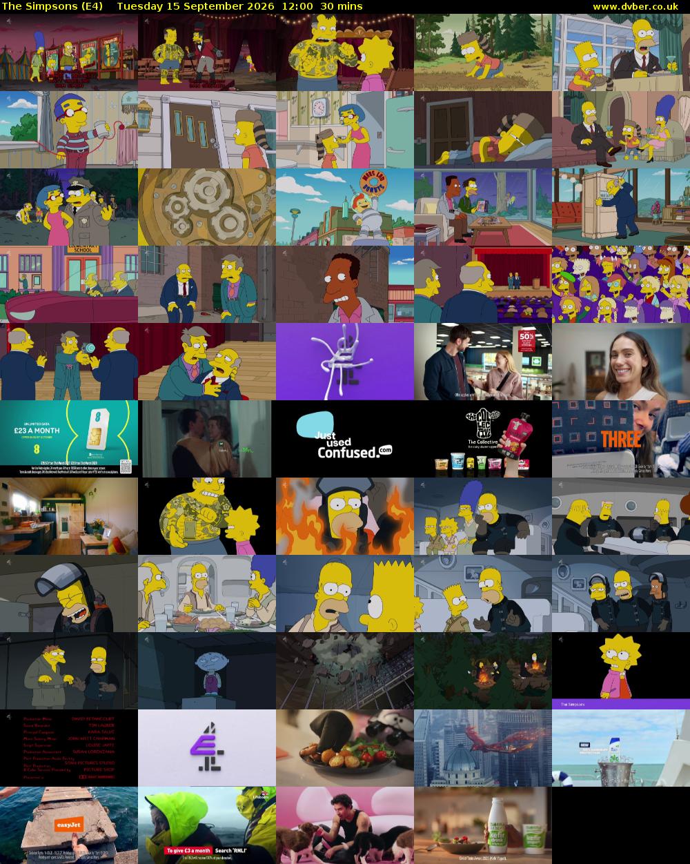 The Simpsons (E4) Tuesday 15 September 2026 12:00 - 12:30