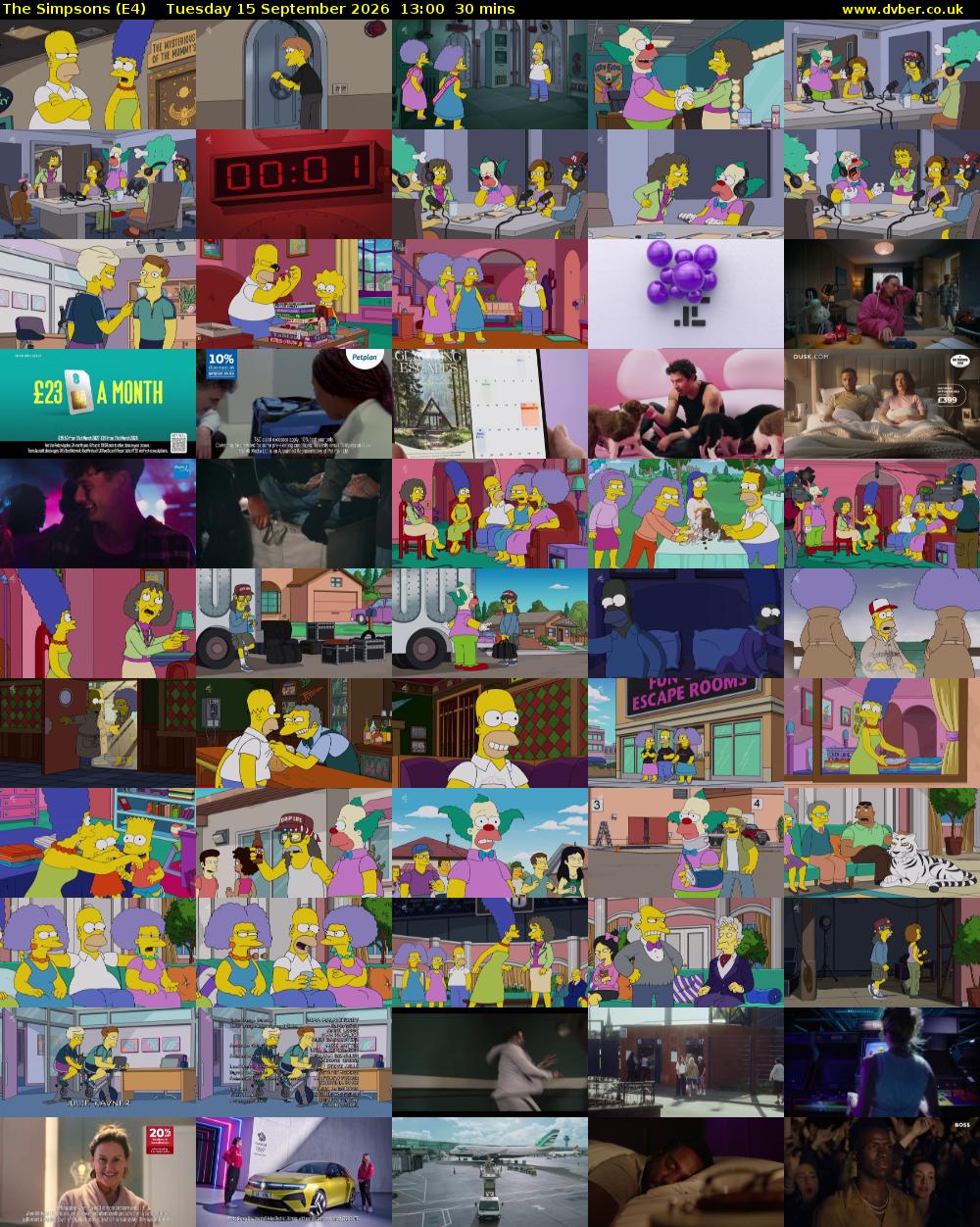 The Simpsons (E4) Tuesday 15 September 2026 13:00 - 13:30