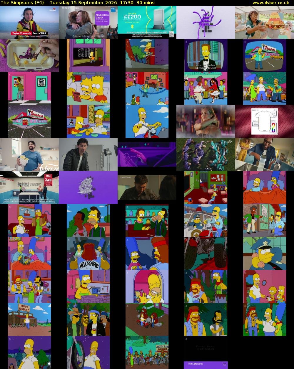 The Simpsons (E4) Tuesday 15 September 2026 17:30 - 18:00