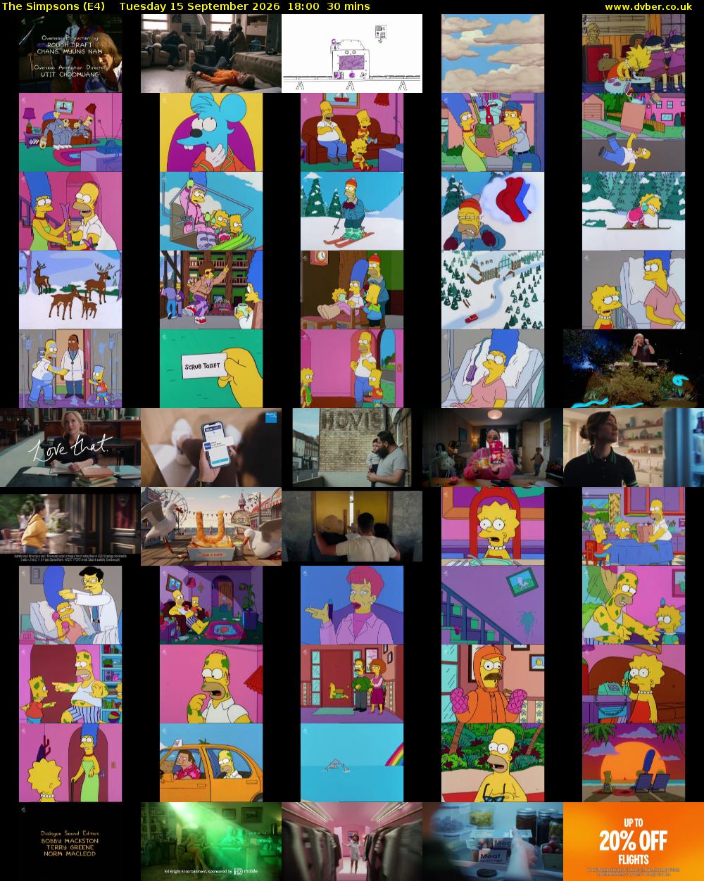 The Simpsons (E4) Tuesday 15 September 2026 18:00 - 18:30