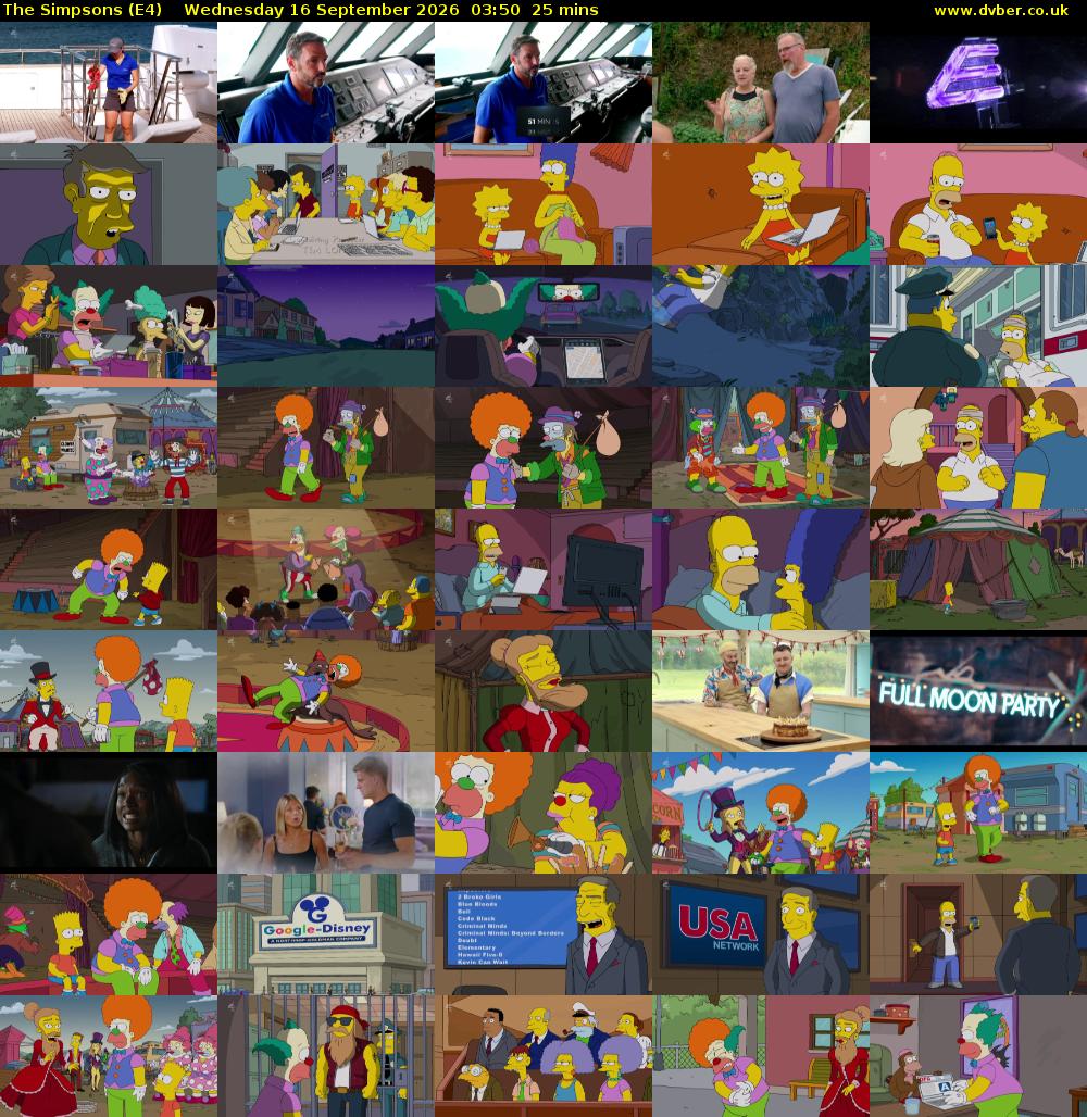 The Simpsons (E4) Wednesday 16 September 2026 03:50 - 04:15
