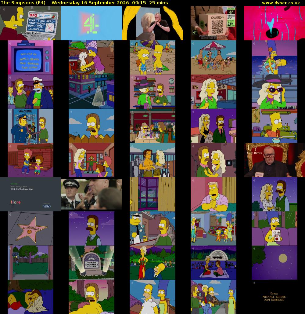 The Simpsons (E4) Wednesday 16 September 2026 04:15 - 04:40