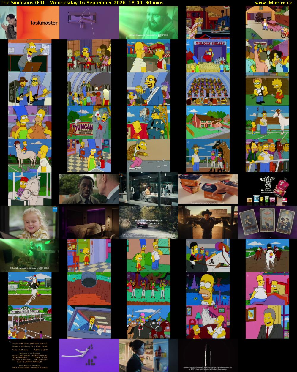 The Simpsons (E4) Wednesday 16 September 2026 18:00 - 18:30