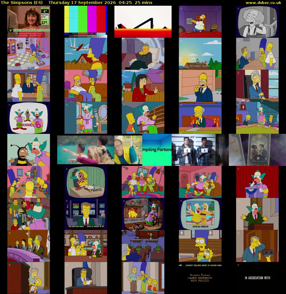 The Simpsons (E4) Thursday 17 September 2026 04:25 - 04:50