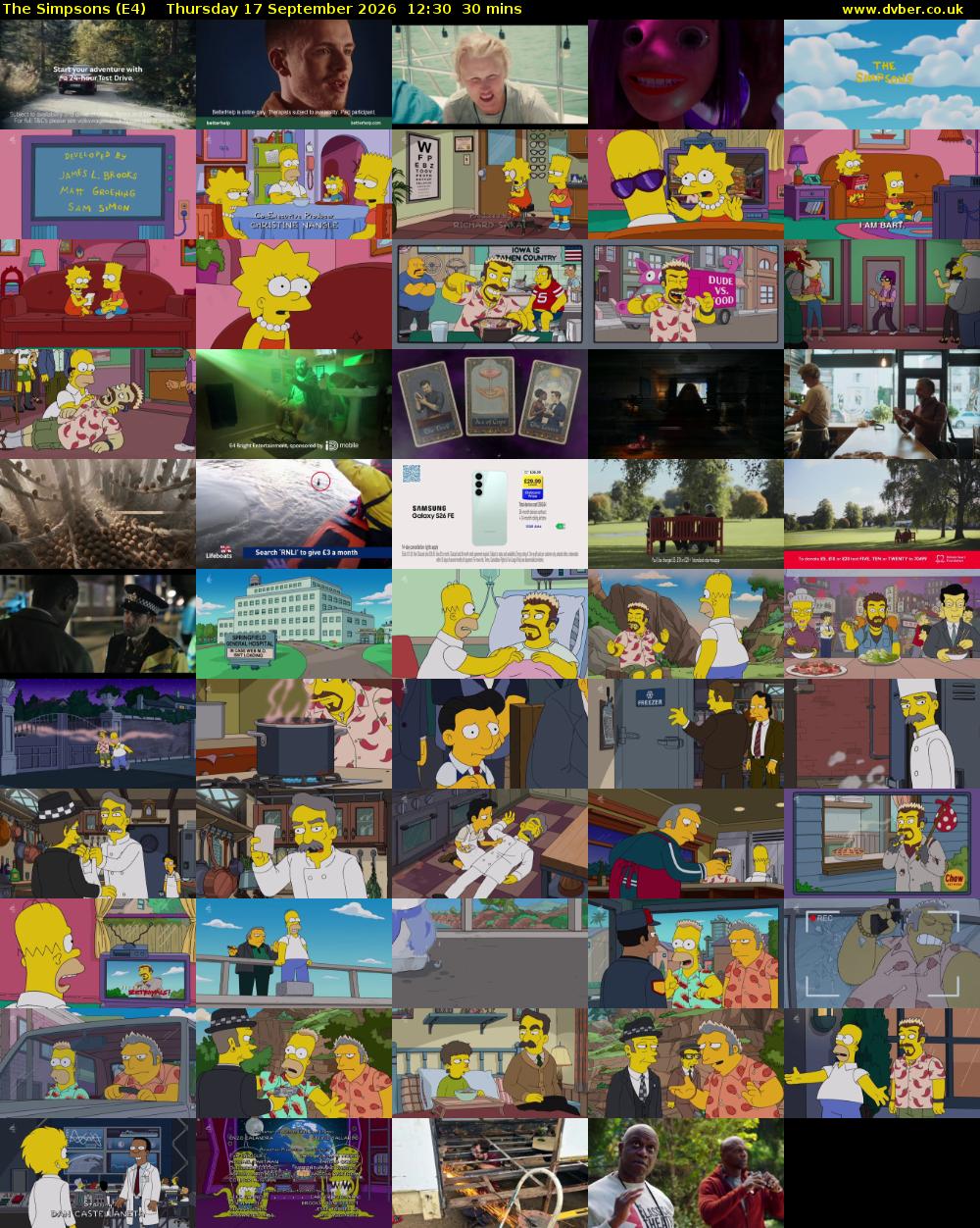 The Simpsons (E4) Thursday 17 September 2026 12:30 - 13:00