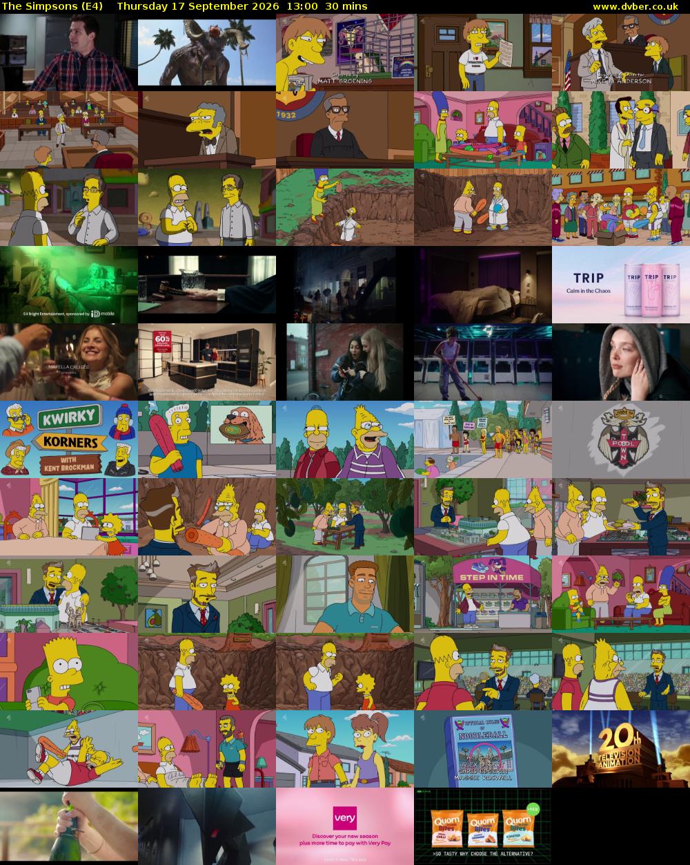 The Simpsons (E4) Thursday 17 September 2026 13:00 - 13:30