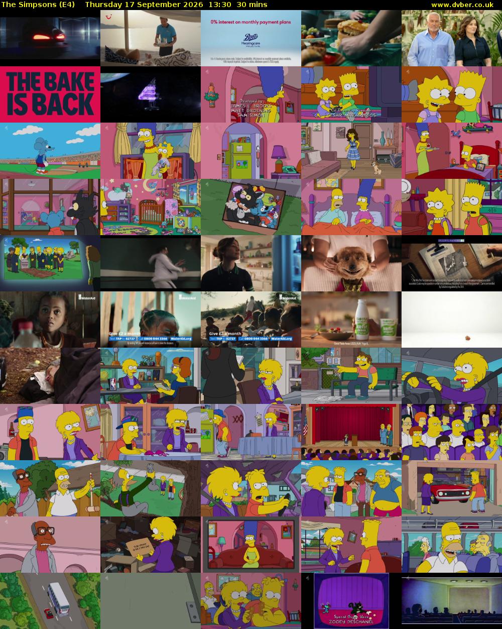 The Simpsons (E4) Thursday 17 September 2026 13:30 - 14:00