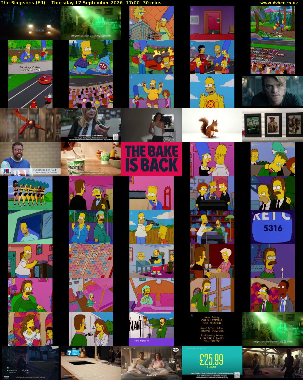 The Simpsons (E4) Thursday 17 September 2026 17:00 - 17:30