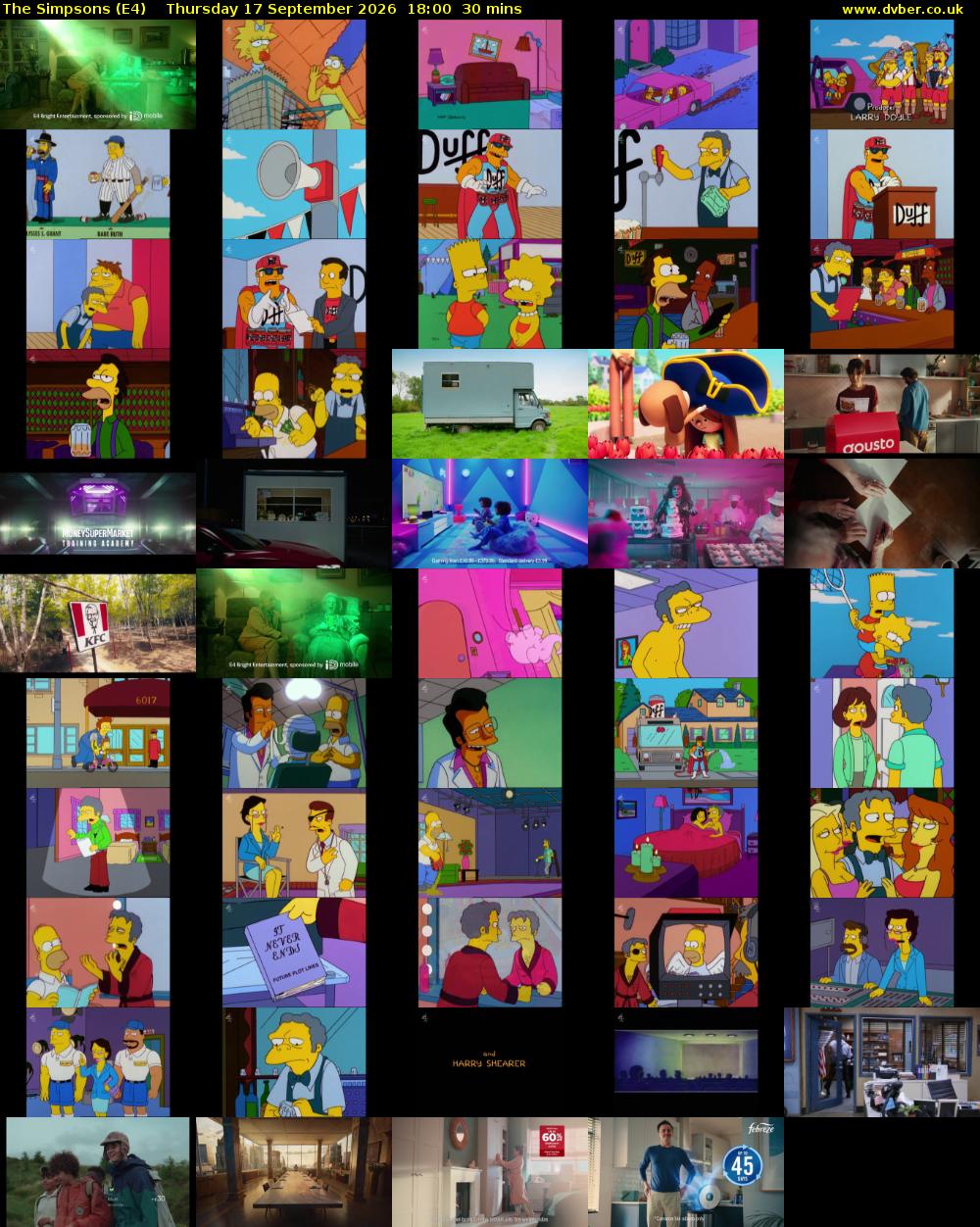 The Simpsons (E4) Thursday 17 September 2026 18:00 - 18:30
