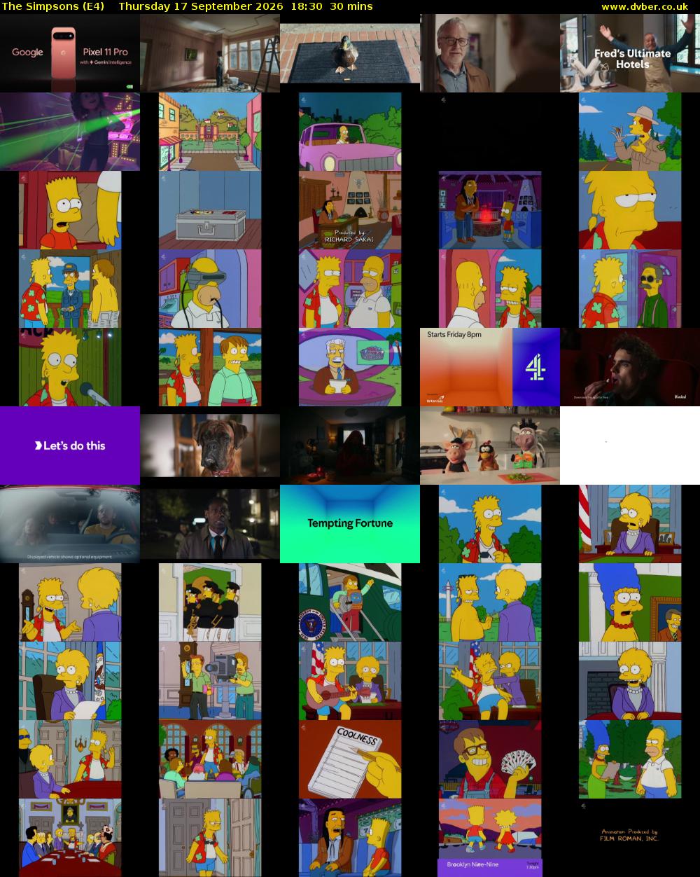 The Simpsons (E4) Thursday 17 September 2026 18:30 - 19:00