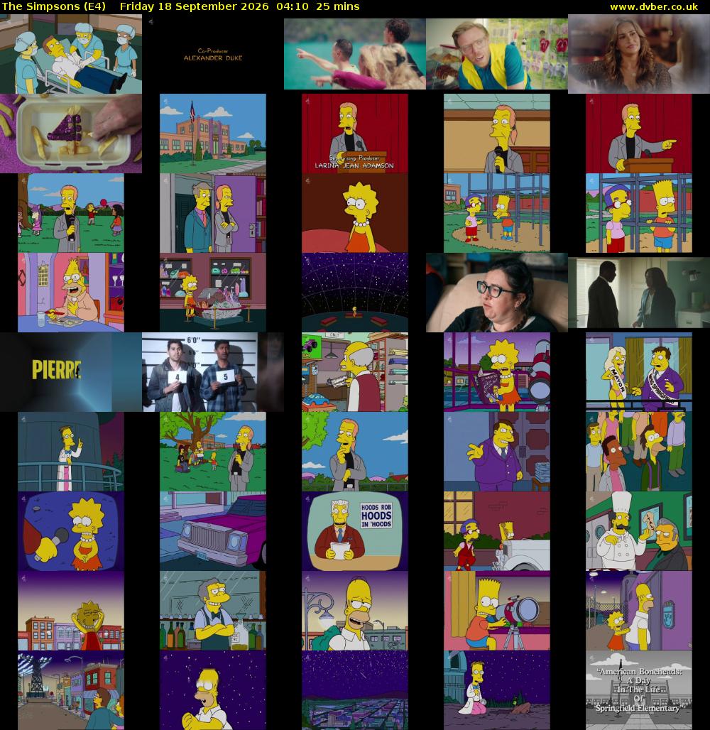 The Simpsons (E4) Friday 18 September 2026 04:10 - 04:35