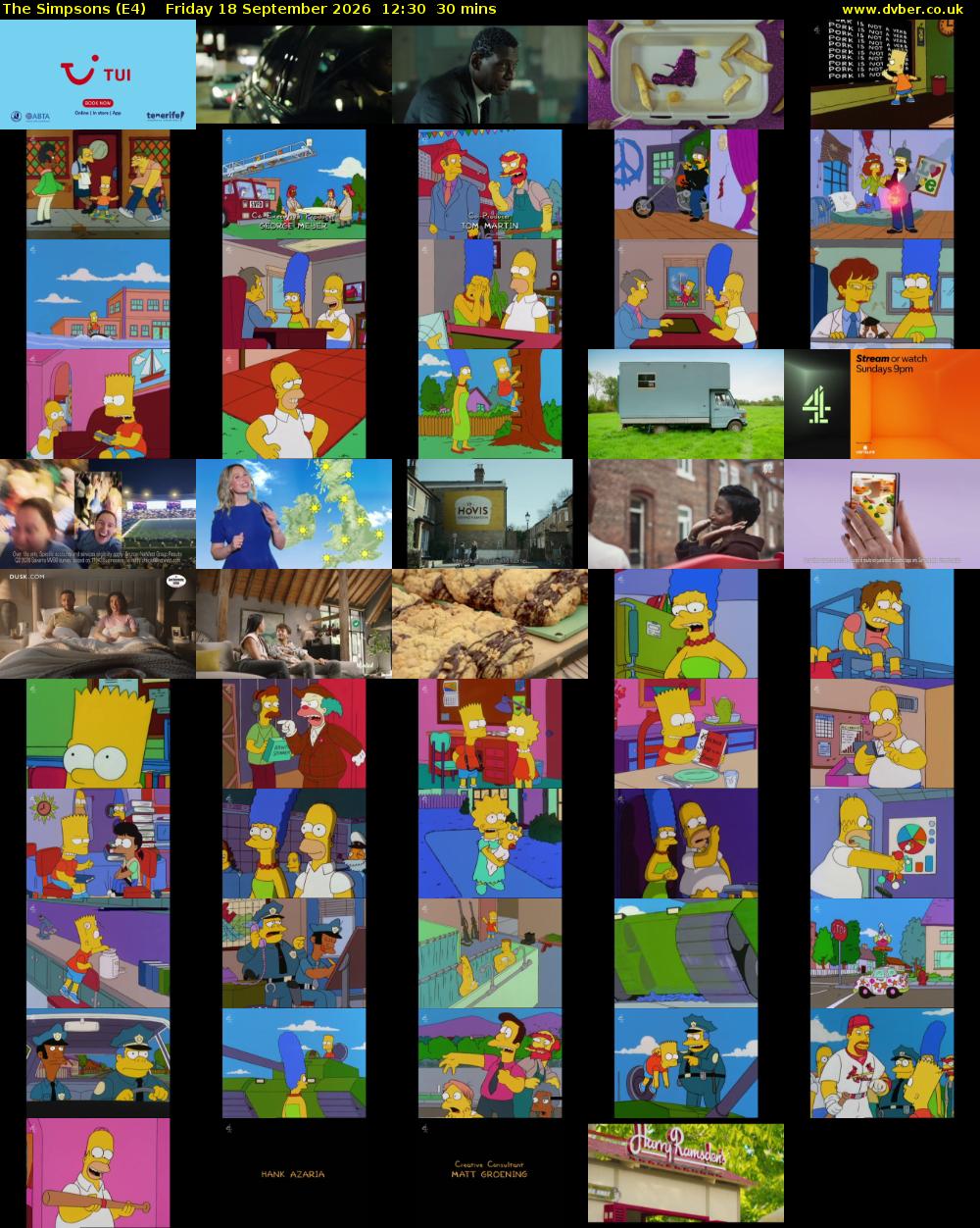 The Simpsons (E4) Friday 18 September 2026 12:30 - 13:00