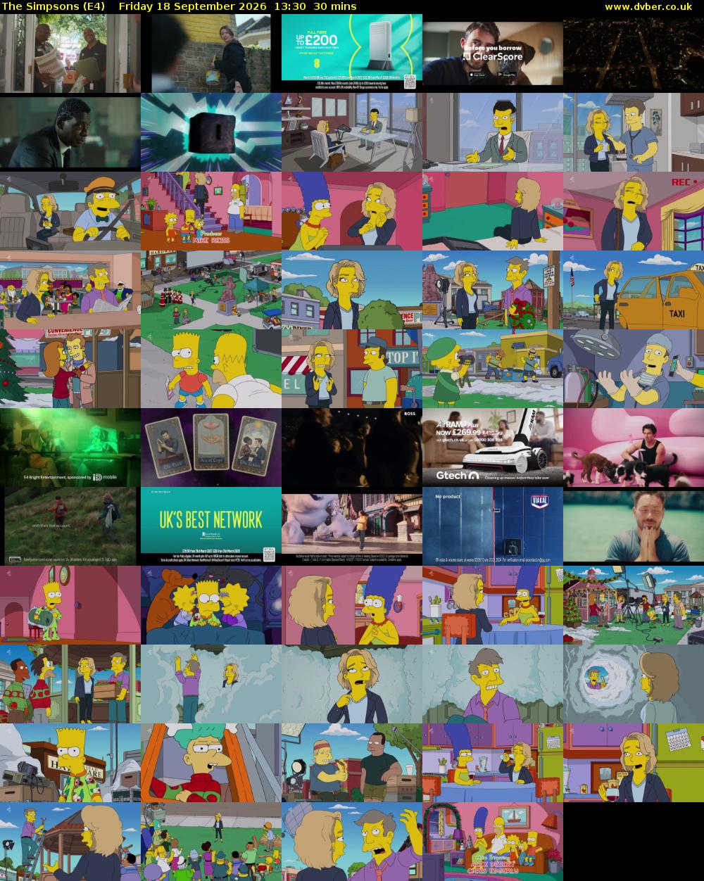 The Simpsons (E4) Friday 18 September 2026 13:30 - 14:00