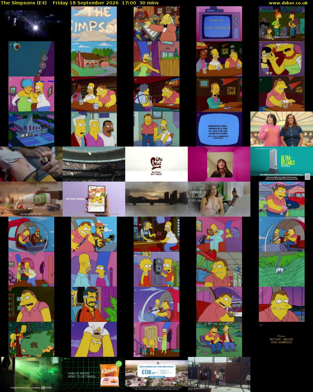 The Simpsons (E4) Friday 18 September 2026 17:00 - 17:30