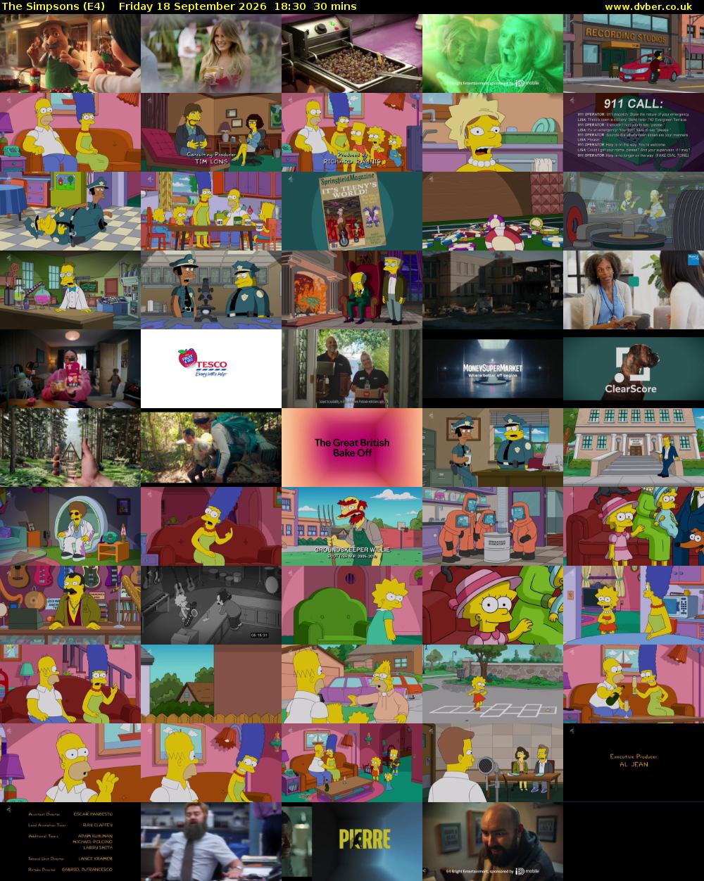 The Simpsons (E4) Friday 18 September 2026 18:30 - 19:00