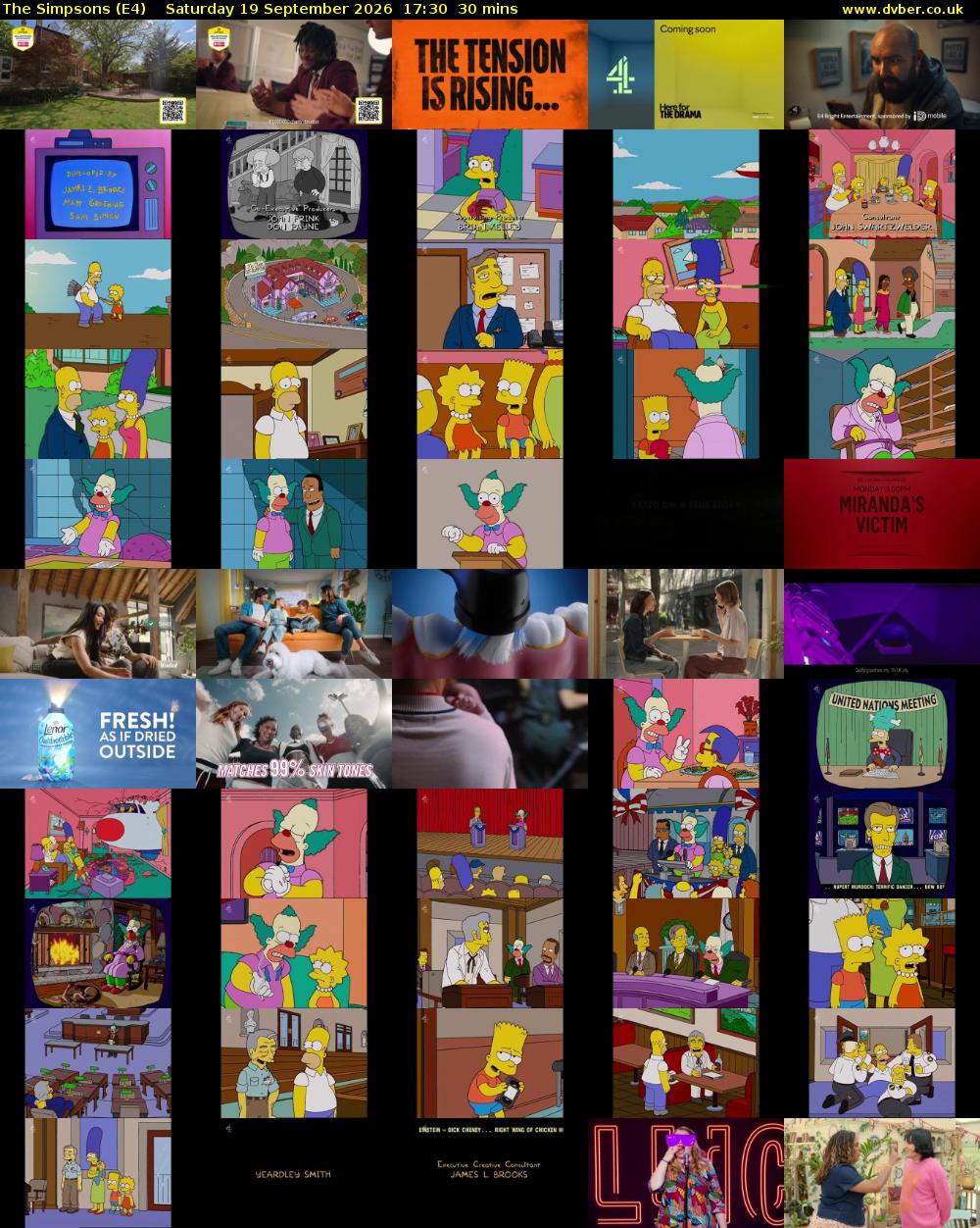 The Simpsons (E4) Saturday 19 September 2026 17:30 - 18:00