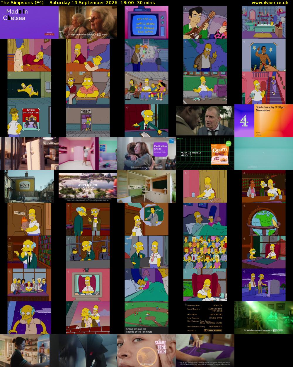 The Simpsons (E4) Saturday 19 September 2026 18:00 - 18:30