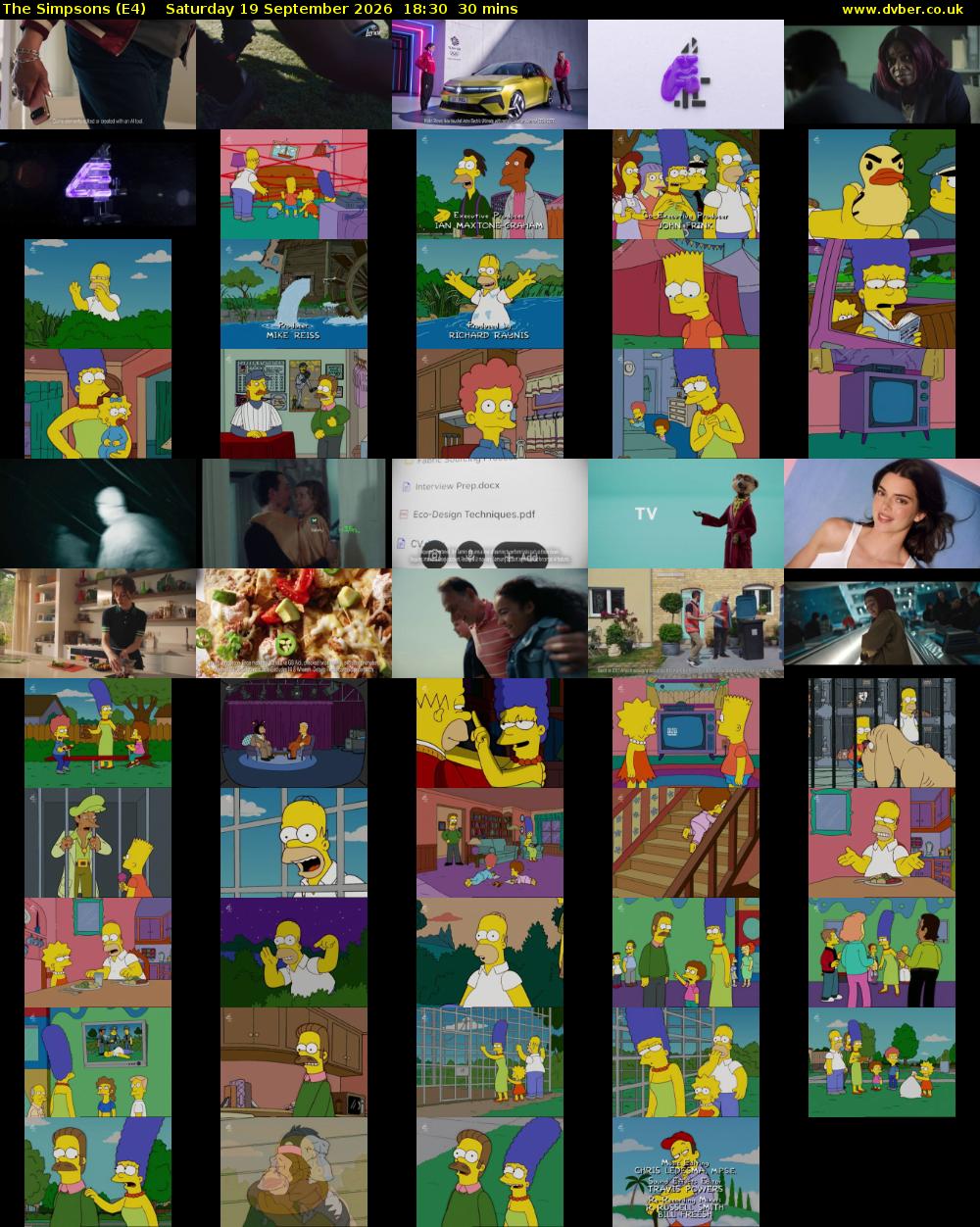 The Simpsons (E4) Saturday 19 September 2026 18:30 - 19:00