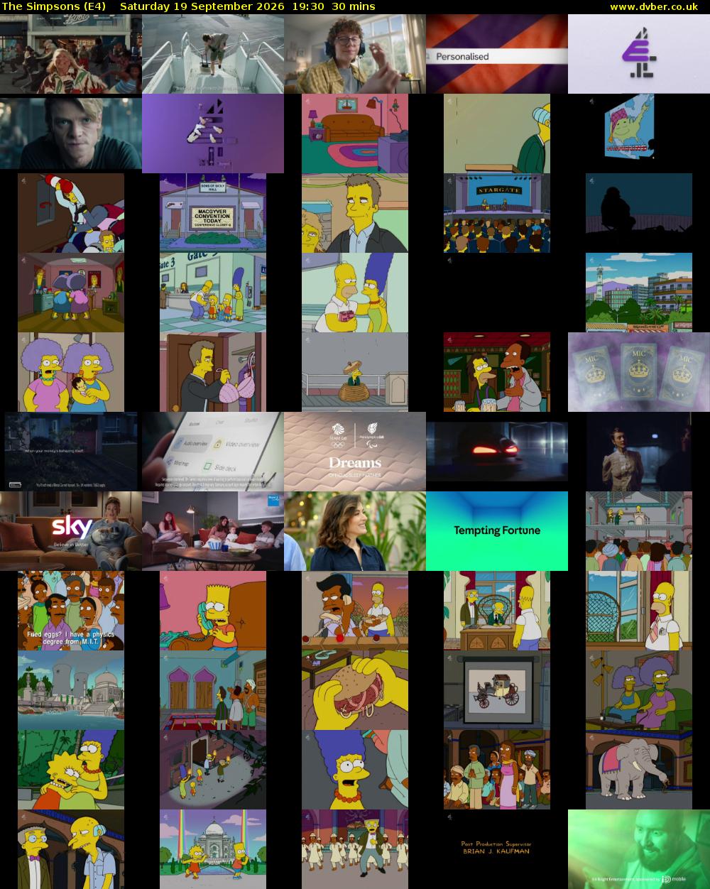 The Simpsons (E4) Saturday 19 September 2026 19:30 - 20:00