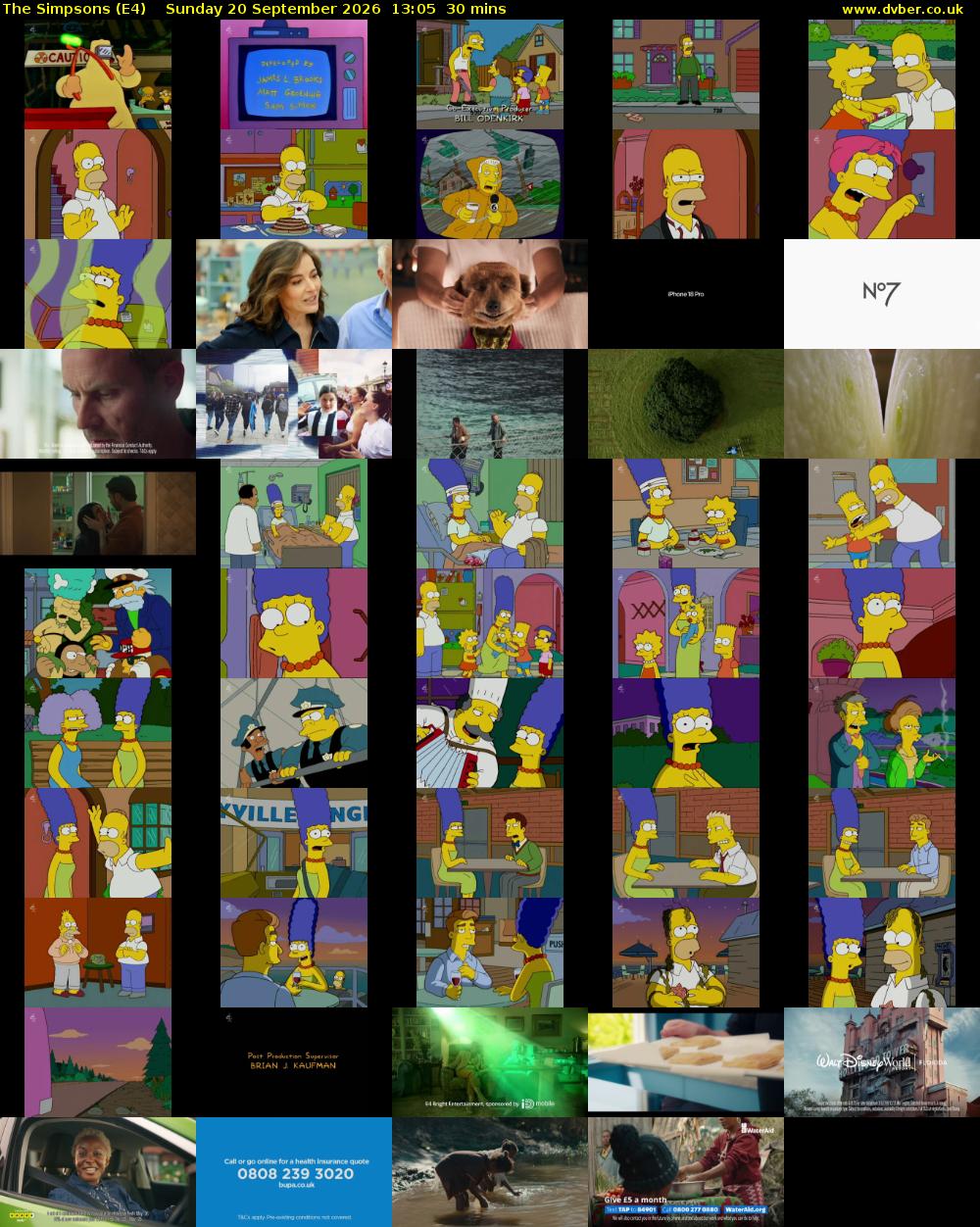 The Simpsons (E4) Sunday 20 September 2026 13:05 - 13:35