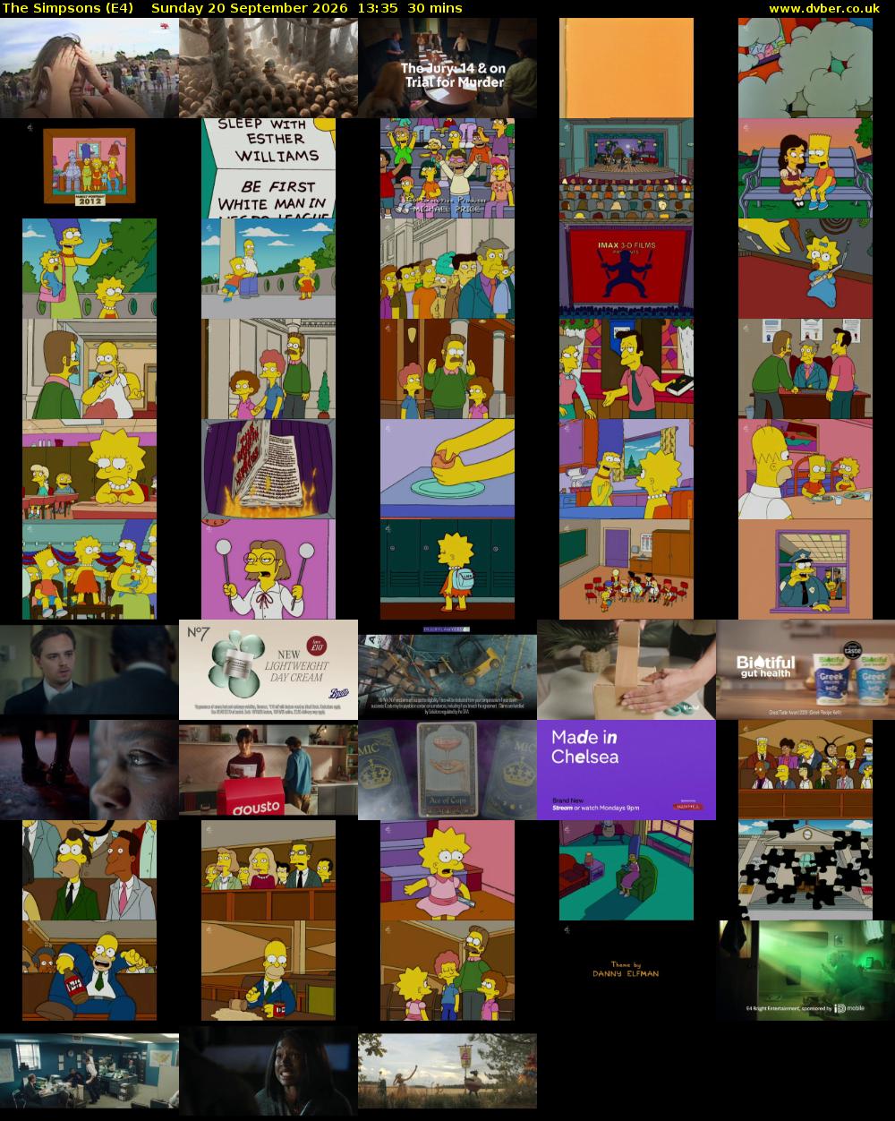 The Simpsons (E4) Sunday 20 September 2026 13:35 - 14:05