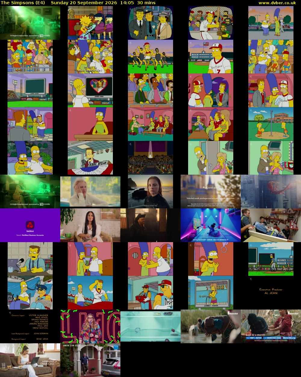 The Simpsons (E4) Sunday 20 September 2026 14:05 - 14:35