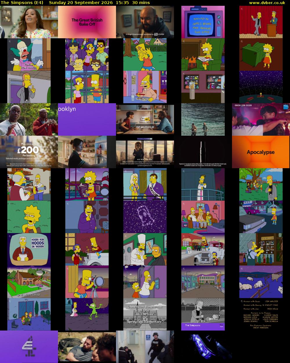 The Simpsons (E4) Sunday 20 September 2026 15:35 - 16:05