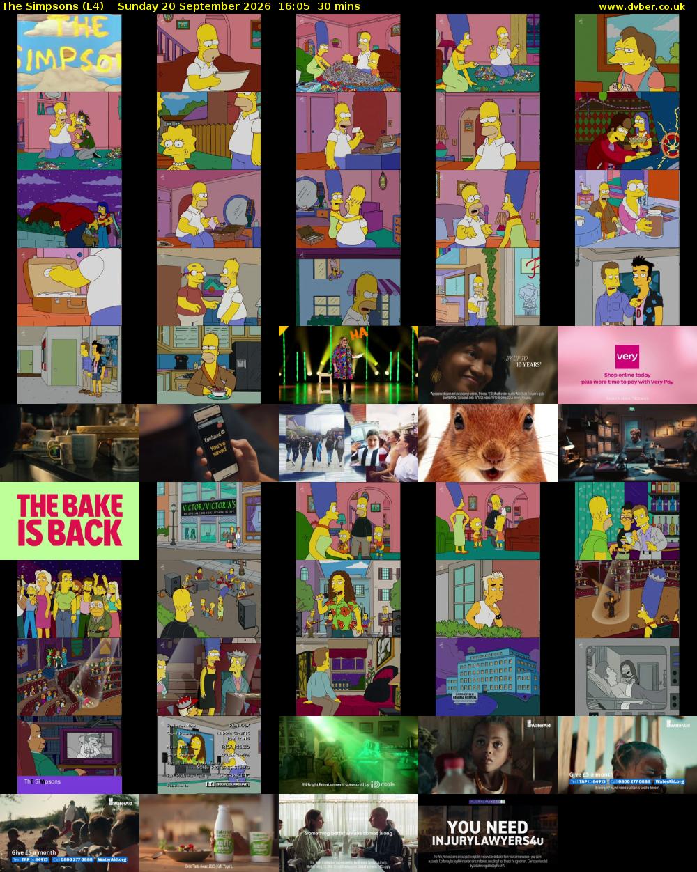 The Simpsons (E4) Sunday 20 September 2026 16:05 - 16:35