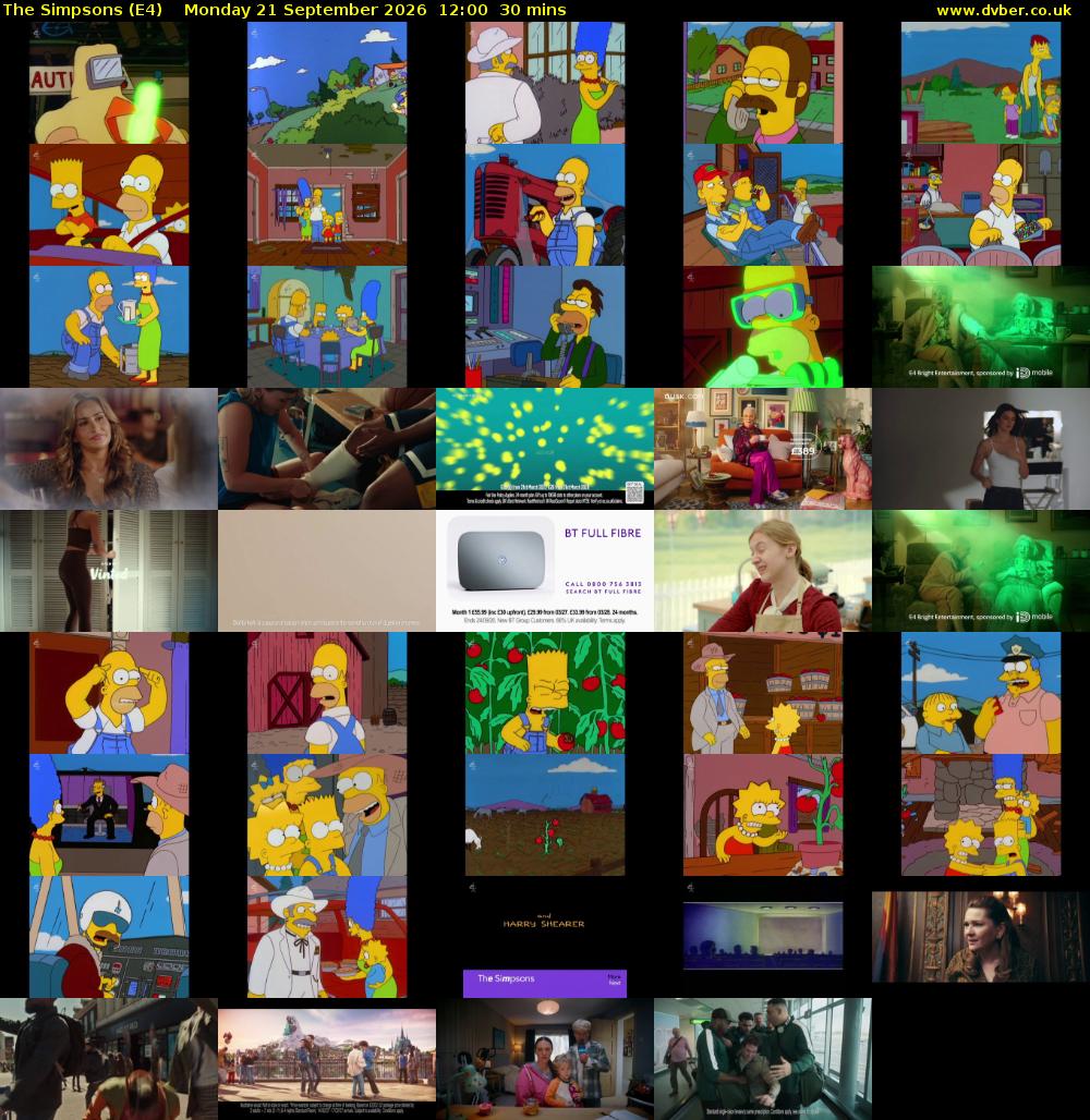 The Simpsons (E4) Monday 21 September 2026 12:00 - 12:30