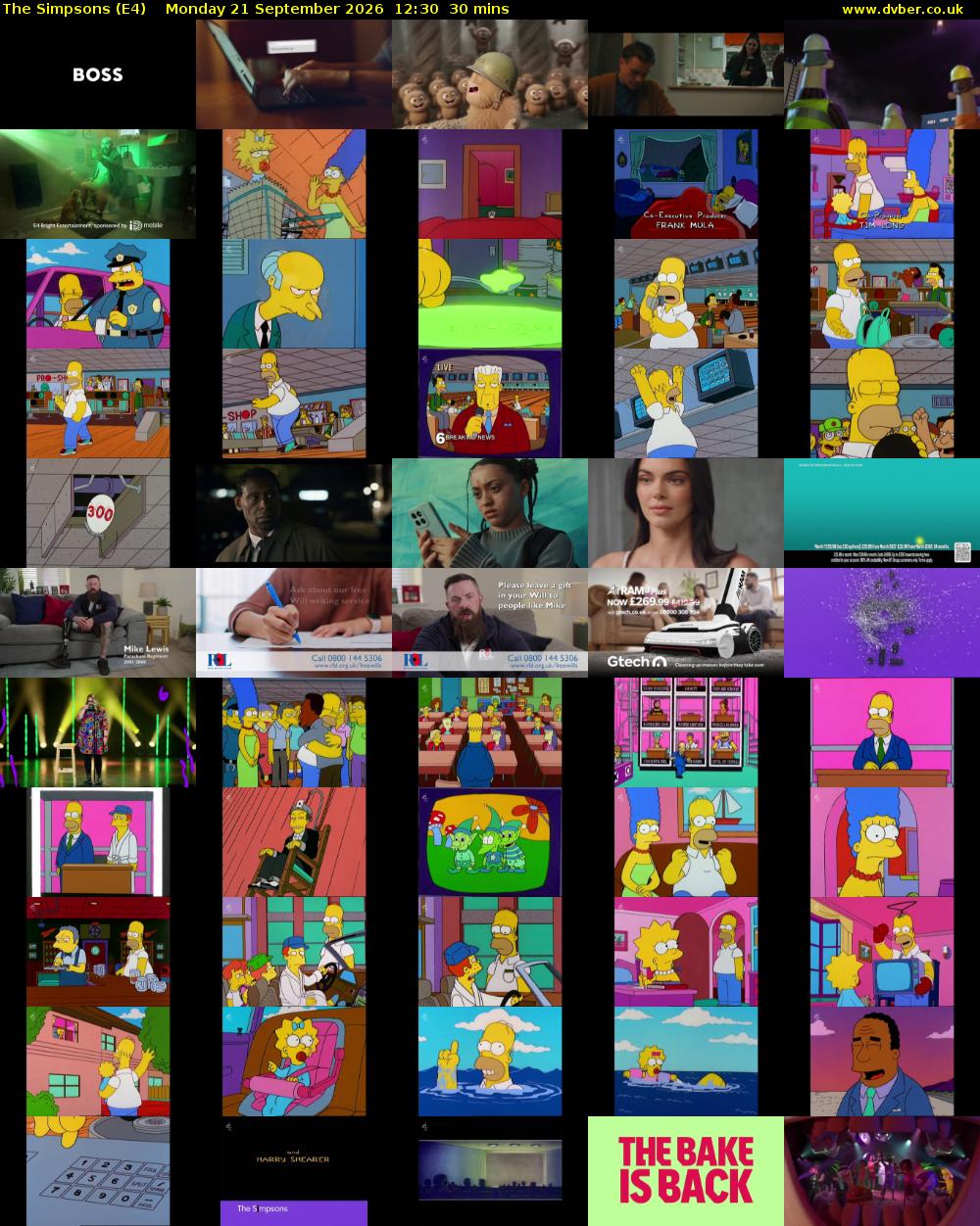 The Simpsons (E4) Monday 21 September 2026 12:30 - 13:00
