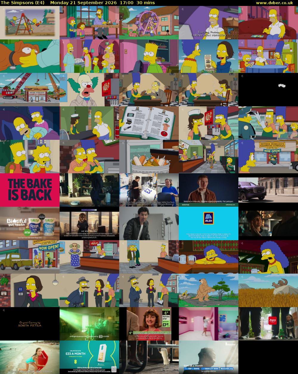 The Simpsons (E4) Monday 21 September 2026 17:00 - 17:30