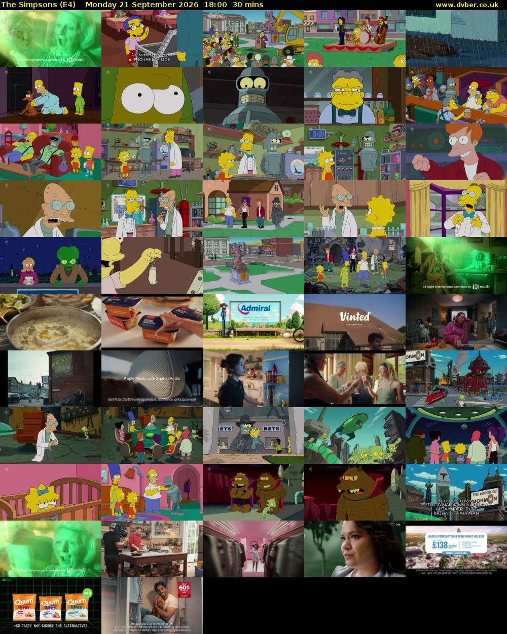 The Simpsons (E4) Monday 21 September 2026 18:00 - 18:30