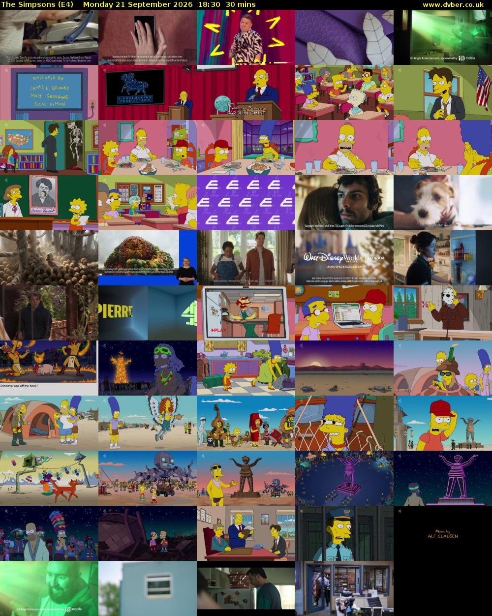 The Simpsons (E4) Monday 21 September 2026 18:30 - 19:00