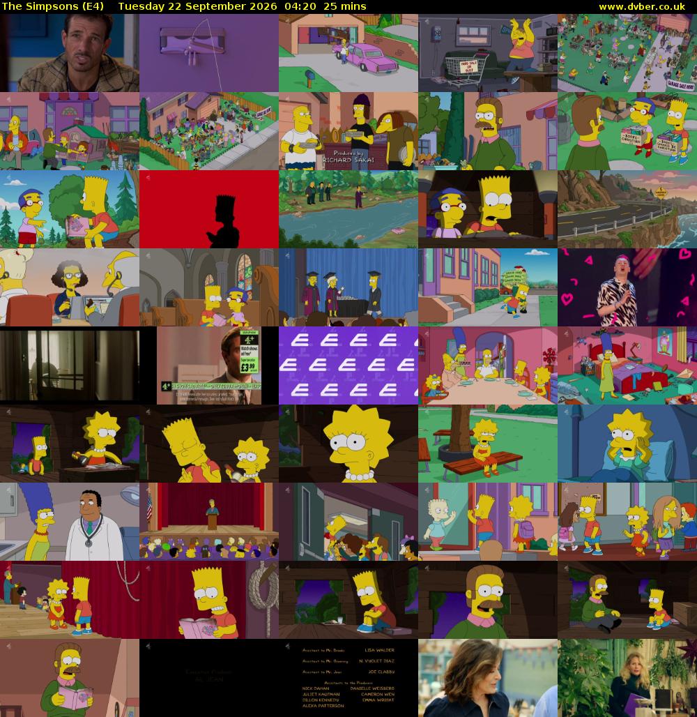 The Simpsons (E4) Tuesday 22 September 2026 04:20 - 04:45