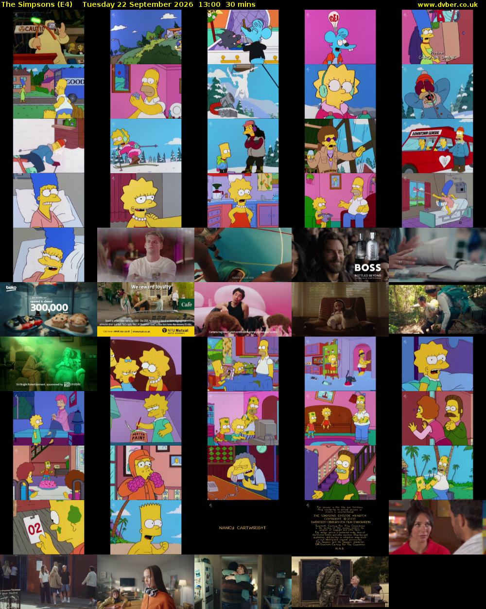 The Simpsons (E4) Tuesday 22 September 2026 13:00 - 13:30