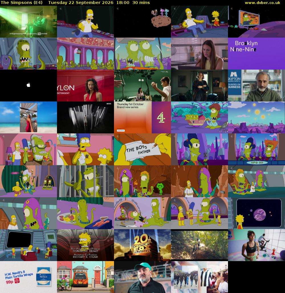 The Simpsons (E4) Tuesday 22 September 2026 18:00 - 18:30