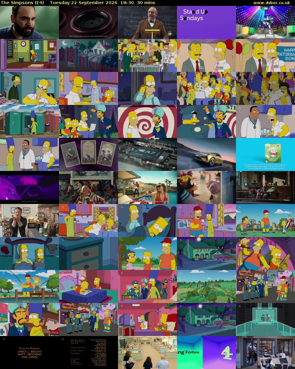 The Simpsons (E4) Tuesday 22 September 2026 18:30 - 19:00