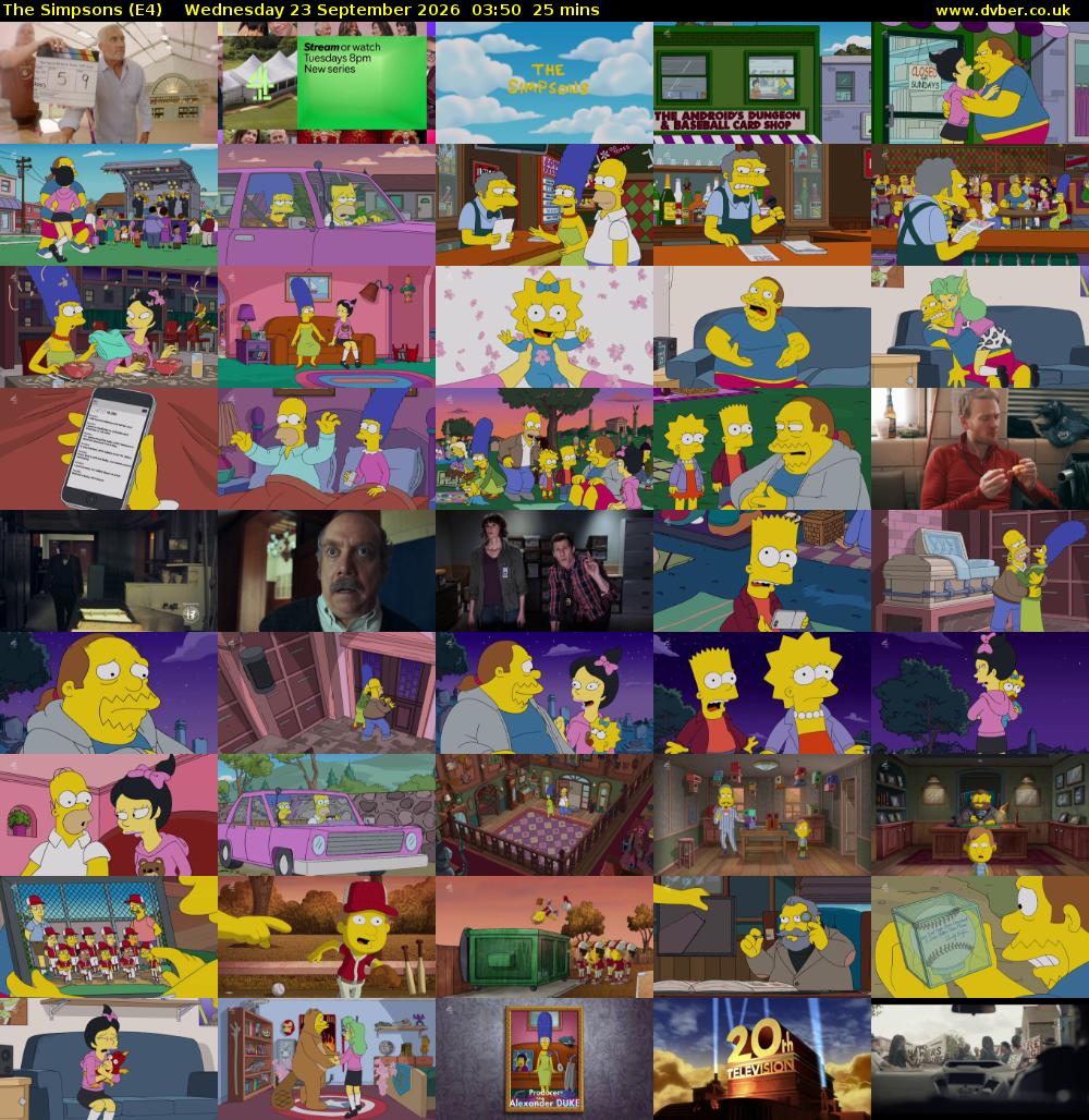 The Simpsons (E4) Wednesday 23 September 2026 03:50 - 04:15
