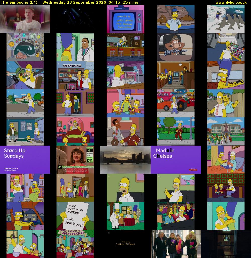 The Simpsons (E4) Wednesday 23 September 2026 04:15 - 04:40