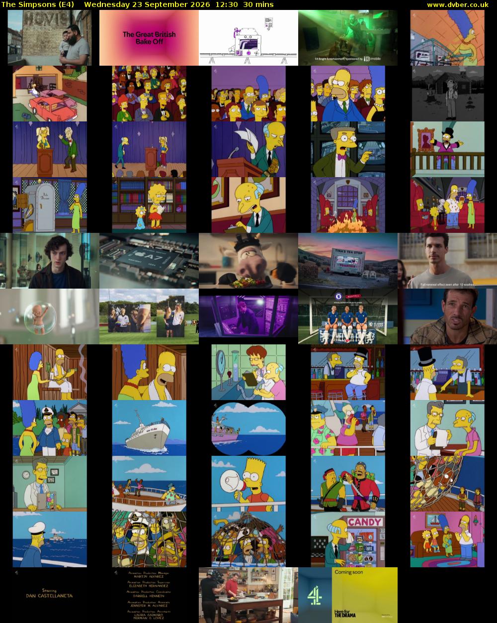 The Simpsons (E4) Wednesday 23 September 2026 12:30 - 13:00