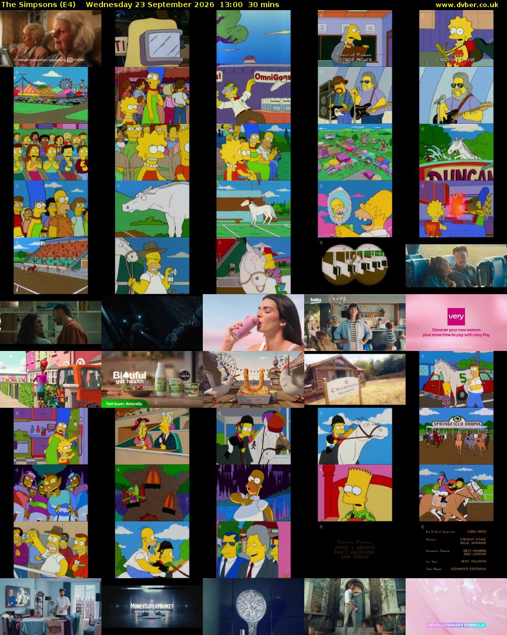 The Simpsons (E4) Wednesday 23 September 2026 13:00 - 13:30
