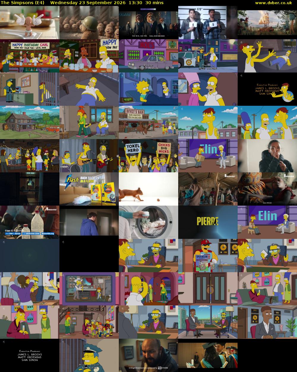 The Simpsons (E4) Wednesday 23 September 2026 13:30 - 14:00