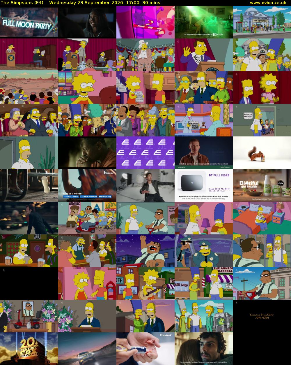 The Simpsons (E4) Wednesday 23 September 2026 17:00 - 17:30