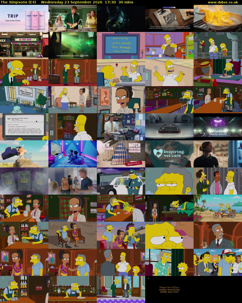 The Simpsons (E4) Wednesday 23 September 2026 17:30 - 18:00