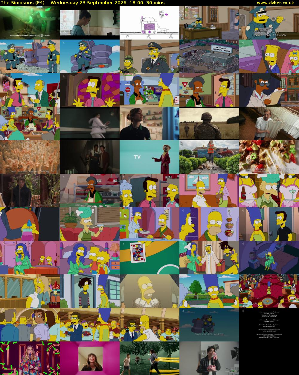 The Simpsons (E4) Wednesday 23 September 2026 18:00 - 18:30