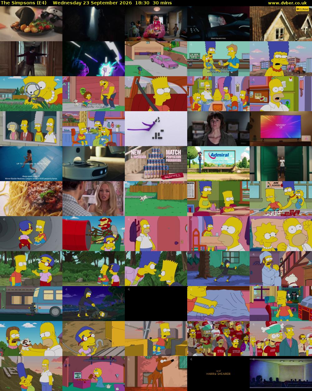 The Simpsons (E4) Wednesday 23 September 2026 18:30 - 19:00