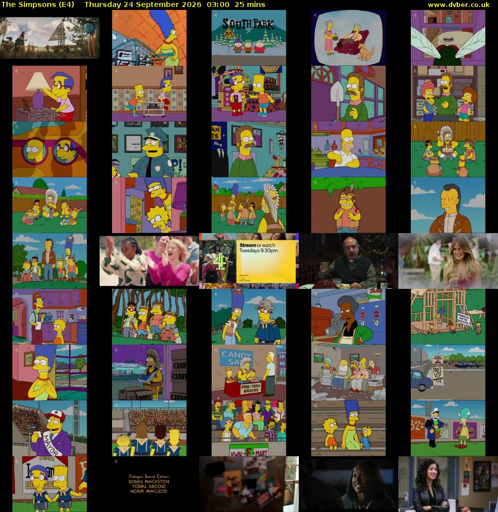 The Simpsons (E4) Thursday 24 September 2026 03:00 - 03:25