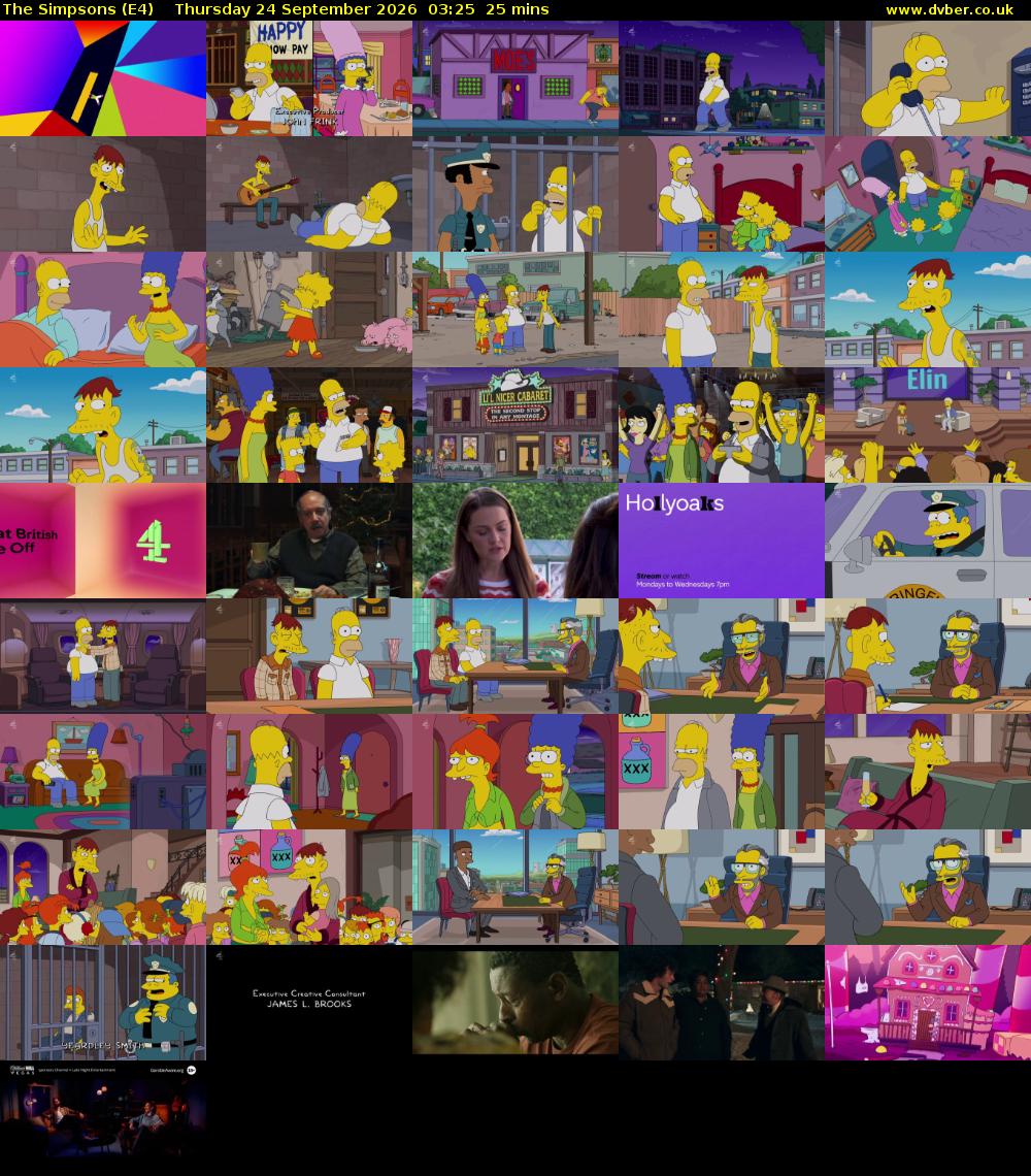 The Simpsons (E4) Thursday 24 September 2026 03:25 - 03:50
