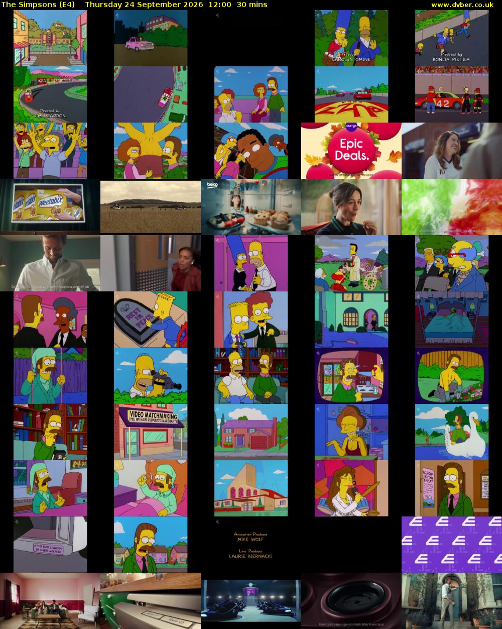 The Simpsons (E4) Thursday 24 September 2026 12:00 - 12:30