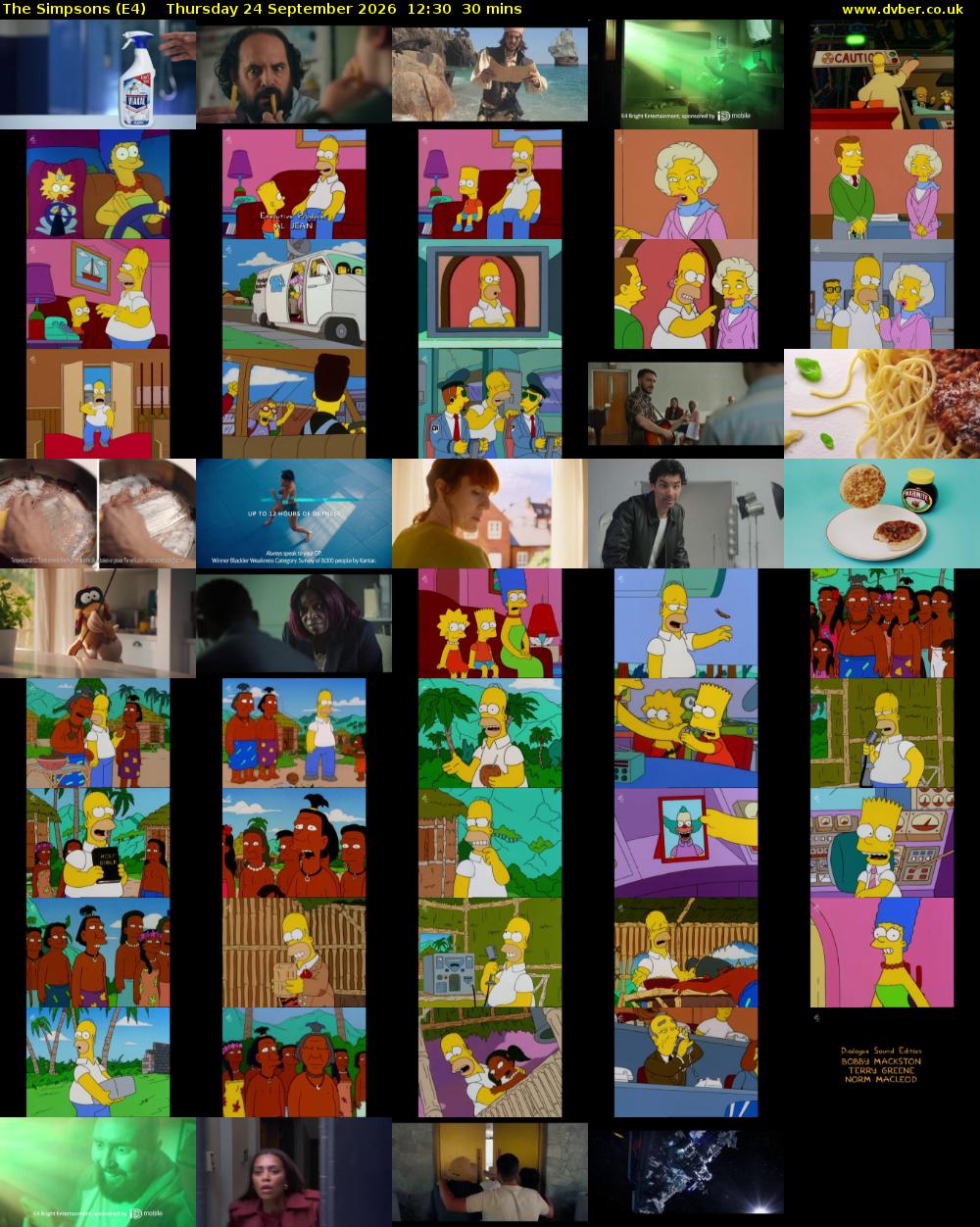 The Simpsons (E4) Thursday 24 September 2026 12:30 - 13:00